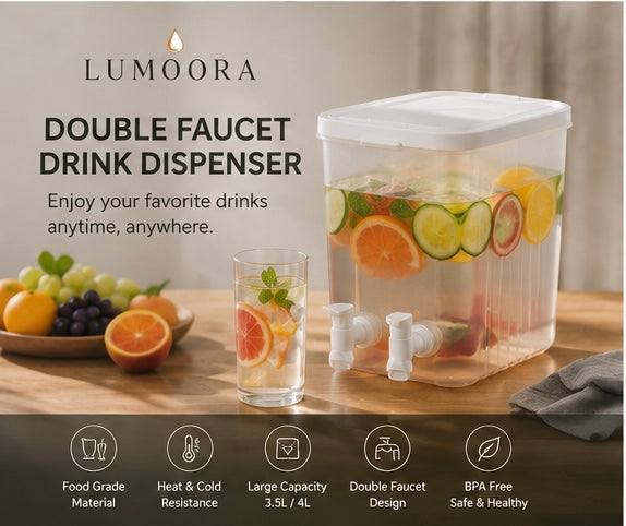 Průhledný plastový zásobník na studené nápoje s dvojitým kohoutkem do lednice (3.5L - 4L)