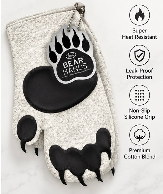 Zateplené kuchyňské chňapky ve tvaru medvědích tlap (Bear Hands Heat-Insulated Mittens)