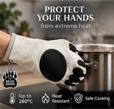Zateplené kuchyňské chňapky ve tvaru medvědích tlap (Bear Hands Heat-Insulated Mittens)