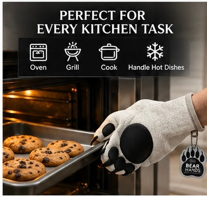 Zateplené kuchyňské chňapky ve tvaru medvědích tlap (Bear Hands Heat-Insulated Mittens)