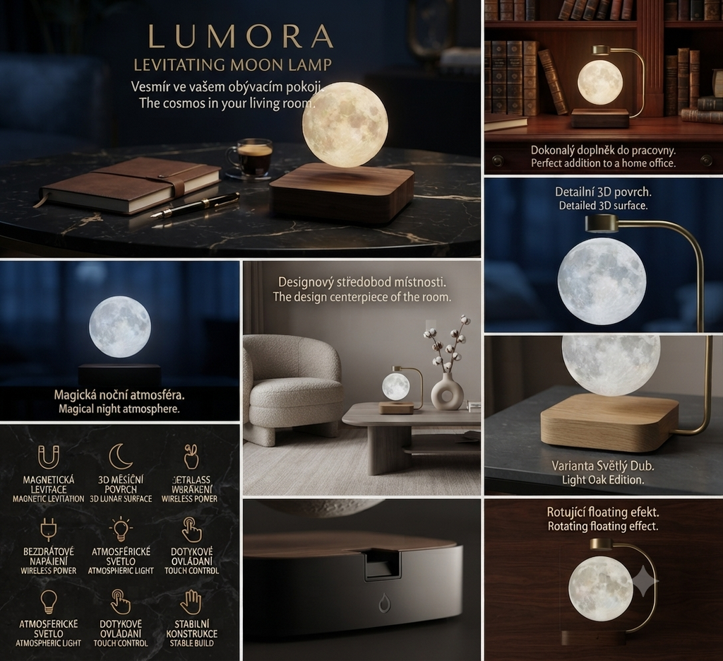 3D Lumora™ Floating Lunar Light — Prémiová designová dekorace