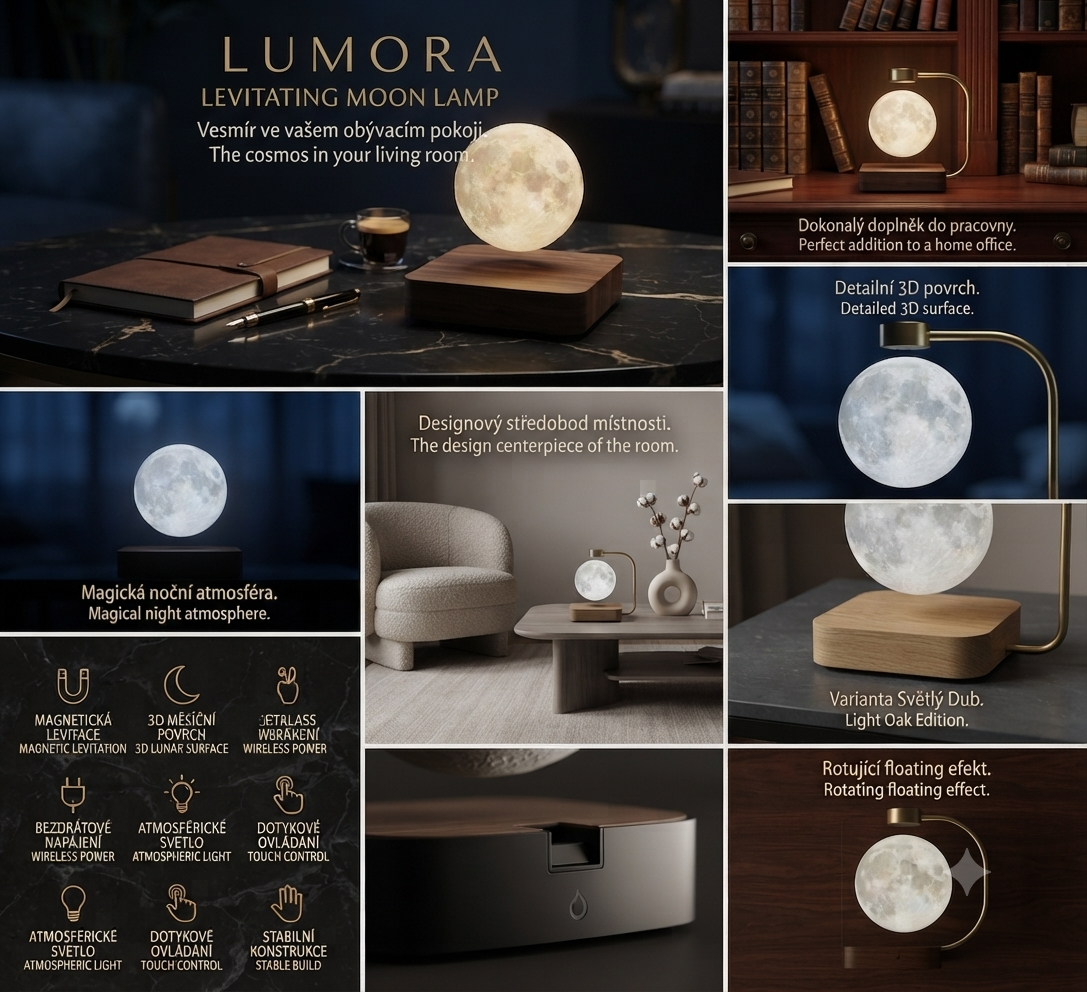 3D Lumora™ Floating Lunar Light — Prémiová designová dekorace